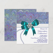 Invitation Quinceanera bleu sarcelle violet (Devant / Derrière)