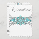 Invitation Quinceanera bleu turquoise (Devant / Derrière)