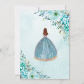 Invitation Quinceañera bleu turquoise Floral Auburn Princesse (Dos)