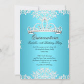 Invitation Quinceanera bleue 15ème anniversaire fête Tiara 3 (Devant)