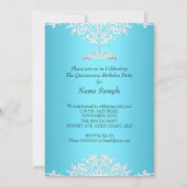 Invitation Quinceanera bleue 15ème anniversaire fête Tiara 3 (Dos)