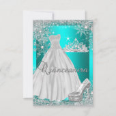 Invitation Quinceanera bleue turquoise 15e fête d'anniversair (Devant)