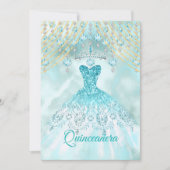 Invitation Quinceanera bleue turquoise 15e fête d'anniversair (Devant)