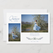 Invitation Quinceañera Blue Branches tendance Español 2 Photo (Devant)