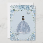 Invitation Quinceañera Blue Floral Butterflies Silver Tiara (Dos)