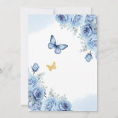 Invitation Quinceañera Blue Floral Gold Butterfly Tiara (Dos)