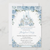 Invitation Quinceañera Blue Floral Princess Castle Carrie (Devant)