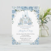 Invitation Quinceañera Blue Floral Princess Castle Carrie (Debout devant)