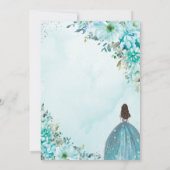 Invitation Quinceañera Blue Floral Silver Princess (Dos)