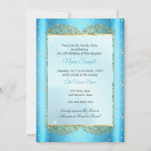 Invitation Quinceanera Blue Gold conte de fées Cendrillon (Dos)