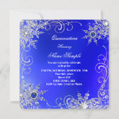 Invitation Quinceanera Blue Pearl Silver Winter Snowflakes (Dos)