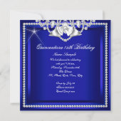 Invitation Quinceanera Blue Silver Diamond Party 15e (Dos)