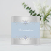 Invitation Quinceanera Blue & Silver Snow Gem (Debout devant)