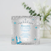 Invitation Quinceanera Blue Silver Winter Wonderland (Debout devant)