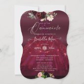 Invitation Quinceanera Blush Bourgogne Aquarelle Fleurs (Dos)