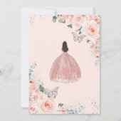 Invitation Quinceañera Blush Floral Princess Argent Couronne (Dos)