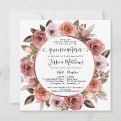 Invitation Quinceanera Blush Floral Rose or Floral (Devant)