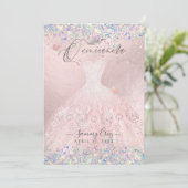 Invitation Quinceanera Blush Gown Parties scintillant hologra (Debout devant)