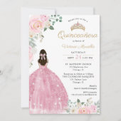 Invitation Quinceañera Blush or rose 15e anniversaire élégant (Devant)