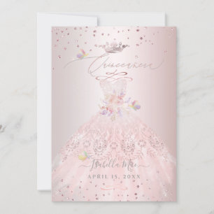 Invitation Quinceanera Blush Parties scintillant Gown Pois do