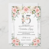 Invitation Quinceanera Blush Pink Floral 15e anniversaire (Devant)