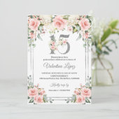 Invitation Quinceanera Blush Pink Floral 15e anniversaire (Debout devant)