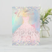 Invitation Quinceanera Blush Pink Gown Parties scintillant ho (Debout devant)