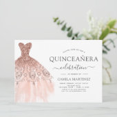 Invitation Quinceanera Blush Pink - Rose Parties scintillant  (Debout devant)