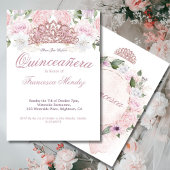 Invitation Quinceanera Blush Pink Tiara Floral