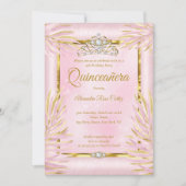 Invitation Quinceanera Blush Pink Tiara Photo Anniversaire (Devant)