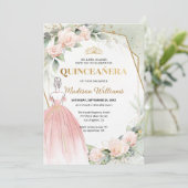 Invitation Quinceañera Blush Rose Anniversaire (Debout devant)