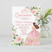 Invitation Quinceanera Blush rose Floral mexicain Anniversair (Debout devant)