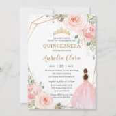 Invitation Quinceañera Blush Rose Floral Mis Quince Anos Inv (Devant)