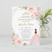 Invitation Quinceañera Blush Rose Floral Mis Quince Anos Inv (Debout devant)