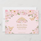 Invitation Quinceañera Blush rose Floral Princesse Photo de l (Dos)