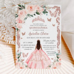 Invitation Quinceañera Blush rose Floral Rose Gold Princesse<br><div class="desc">Personnalisez cette belle invitation de quinceañera avec sa propre formulation facilement et rapidement,  appuyez simplement sur le bouton customiser pour réorganiser et formater le style et le placement du texte. Objets correspondants disponibles en magasin ! c) Le Happy Cat Studio</div>