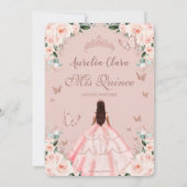 Invitation Quinceañera Blush rose Floral Rose Gold Princesse (Dos)