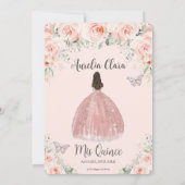 Invitation Quinceañera Blush rose Floral Rose Princess Silver (Dos)