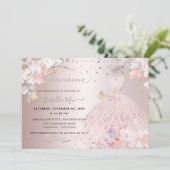 Invitation Quinceanera Blush Rose Parties scintillant Gown Po (Debout devant)