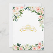 Invitation Quinceanera Blush Roses rose et Gold Pearl Tiara (Dos)