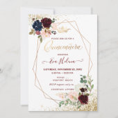 Invitation Quinceañera, Blush Watercolor Flowers Princess (Devant)