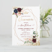 Invitation Quinceañera, Blush Watercolor Flowers Princess (Debout devant)
