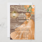 Invitation Quinceañera Bois et fleurs orange (Devant)