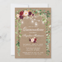 Quinceanera Botanique Floral Cadre en Bois Kraft