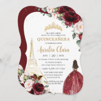 Quinceañera Bourgogne Blush Floral Paris Gold Crow