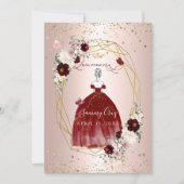 Invitation Quinceanera Bourgogne H2 Fleurs Dusty Rose Blush (Devant)