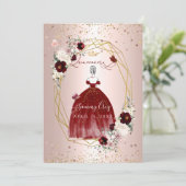 Invitation Quinceanera Bourgogne H2 Fleurs Dusty Rose Blush (Debout devant)