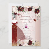 Invitation Quinceanera Bourgogne H2 Fleurs Dusty Rose Blush (Dos)