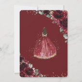 Invitation Quinceañera Bourgogne Rouge Floral Or Princesse Ar (Dos)