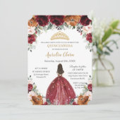 Invitation Quinceañera Bourgogne rouille rousse princesse Flo (Debout devant)